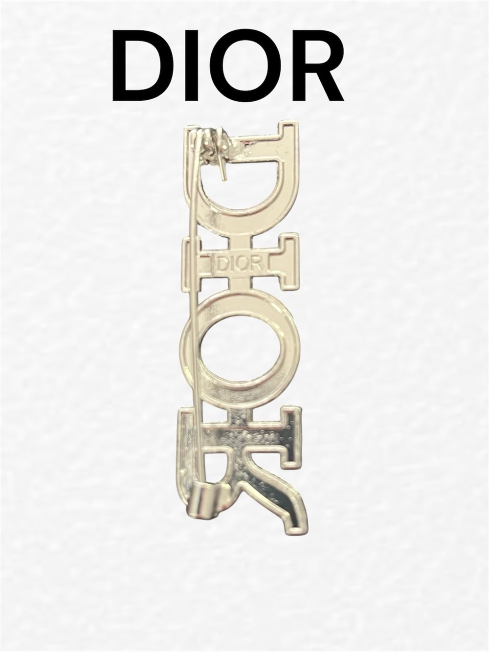 DIOR Silver Tone Clear Rhinestone Brooch Pin - Picture 2 of 5